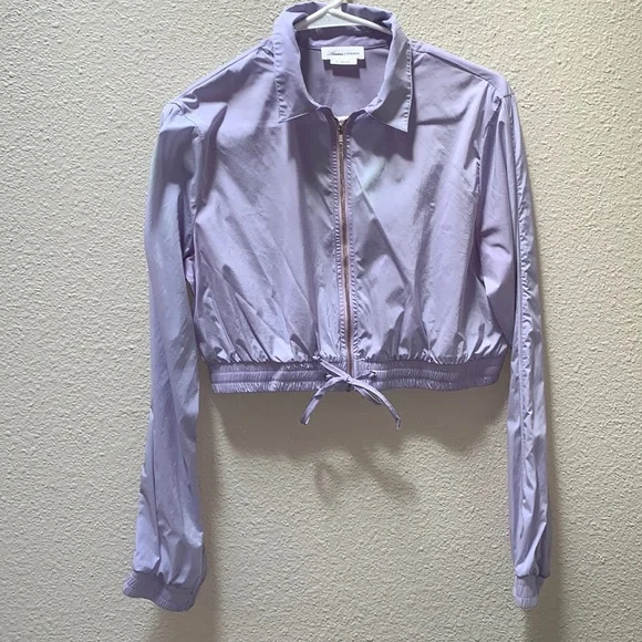 Lovers & Friends Lavender Crop zip-up Retro Windbreaker lightweight crop jacket - Picture 5 of 17
